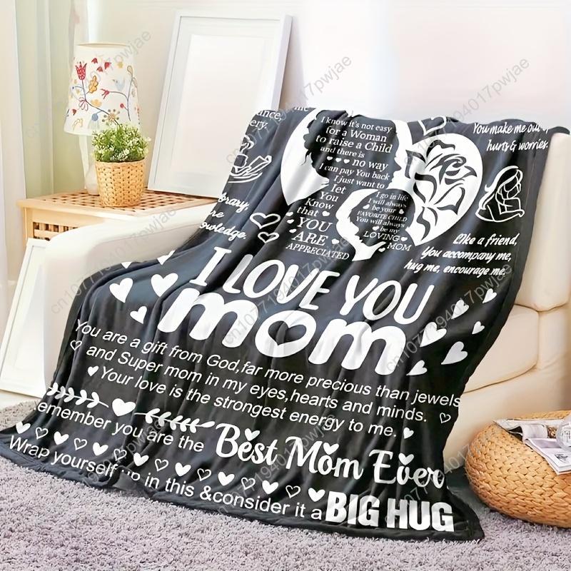 Precious Mom Gift - Ultra-Soft Flannel Heart-Shaped Poetic Blanket, Black and White Floral Design | Perfec Custom blankets 75cmx90cm