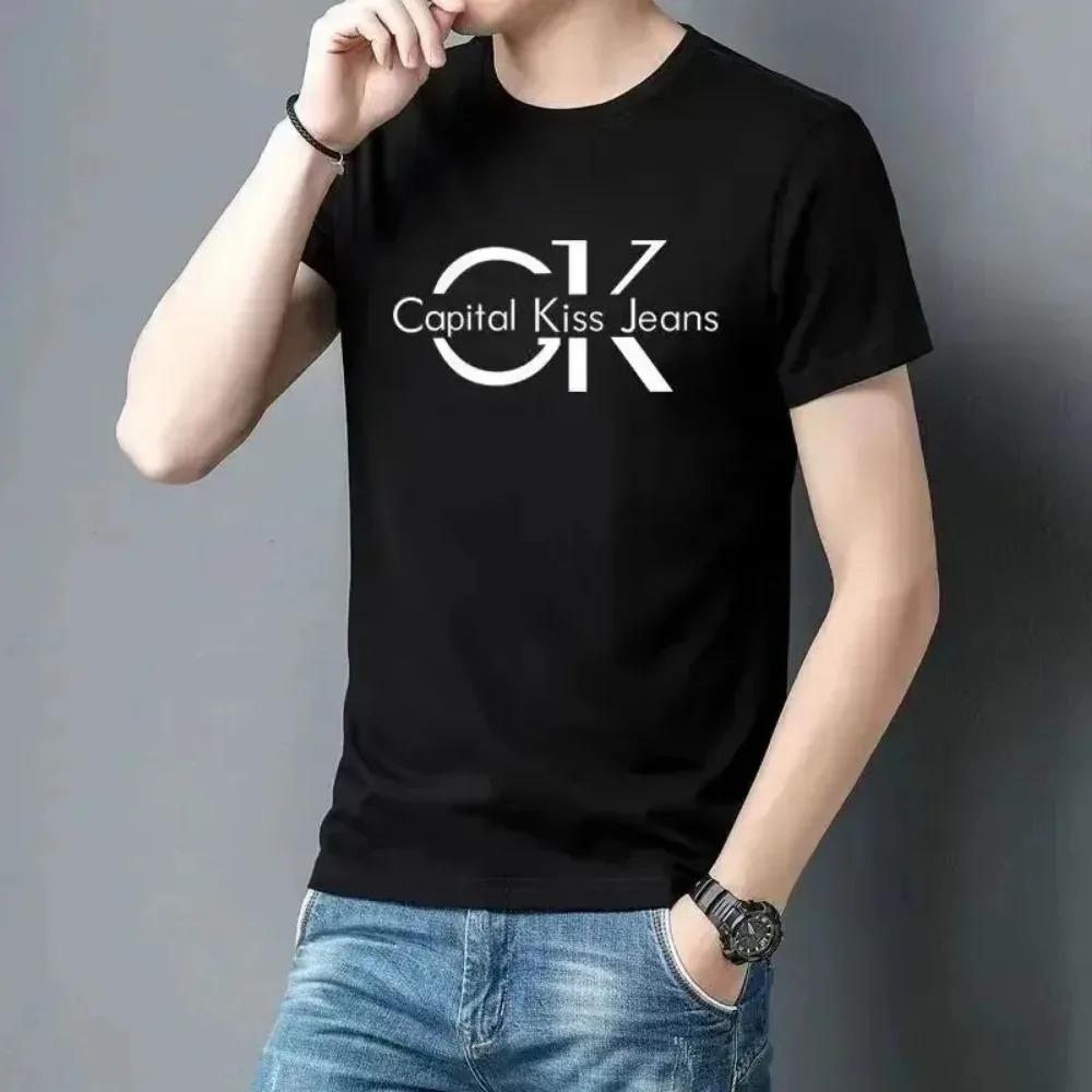 Camiseta de Verano 2024 de Alta Calidad y Moda para Hombre Algodón Camiseta Oversize Estampada Camiseta de Marca Manga Corta Ropa para Mujer Tops