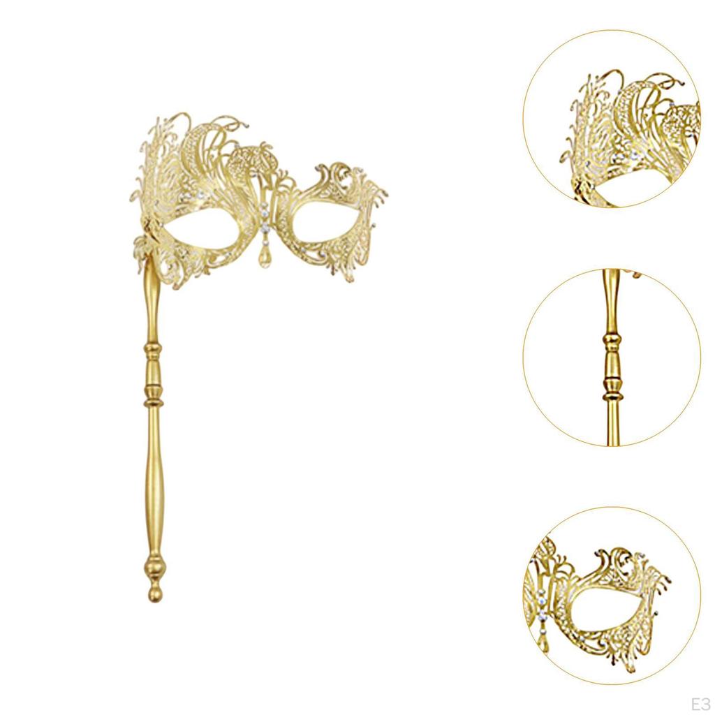 Elegant Handheld Mask with Stick for Costume Events And Parties