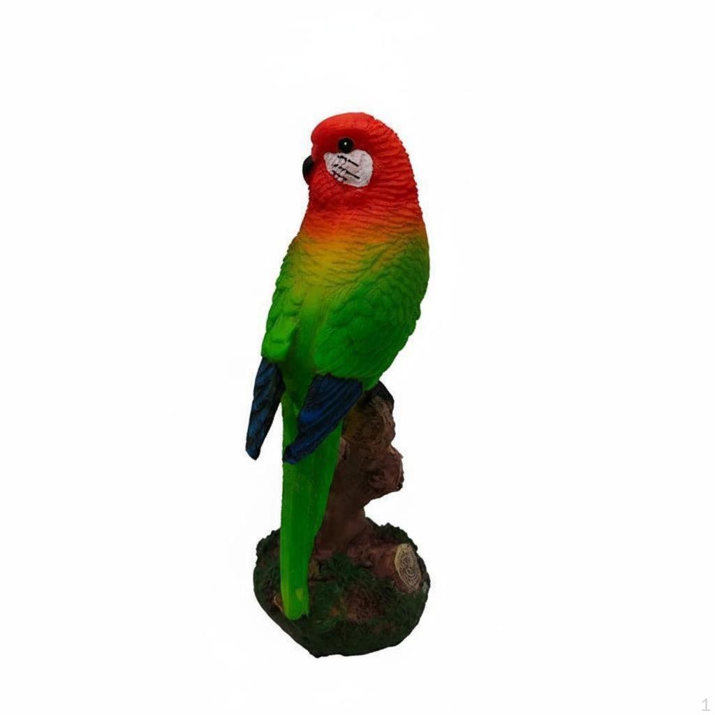 Harz Papagei auf Ast Statue Hochdetaillierte Figur Lebendige Farben Realistischer Vogel