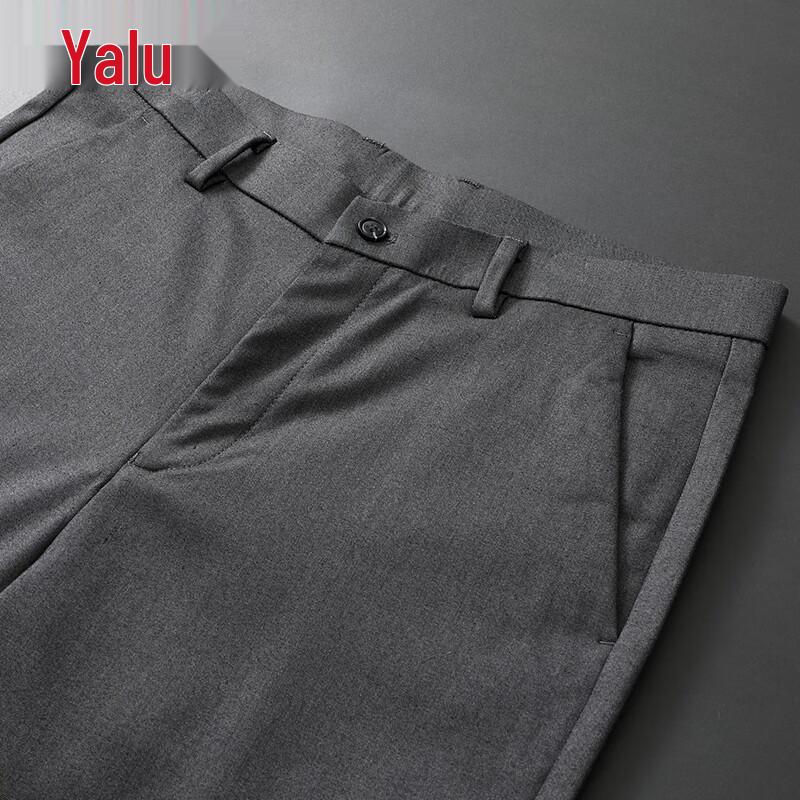 Ya Lu Men's Wool Blend Straight Leg Wrinkle-Free Casual Pants