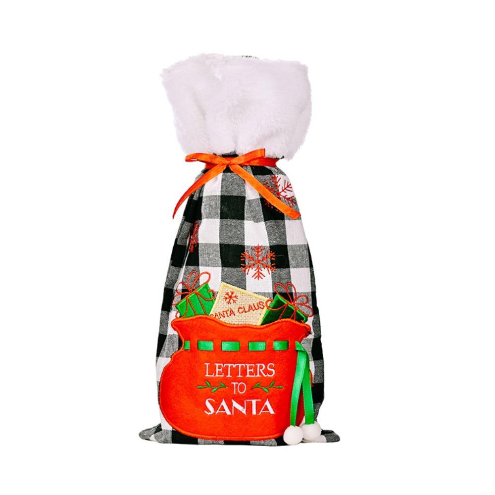 

Reusable Christmas Wine Bottle Cover Champagne Bottle Cover with Embroidered Wine Bottle Bag Gift чёрный