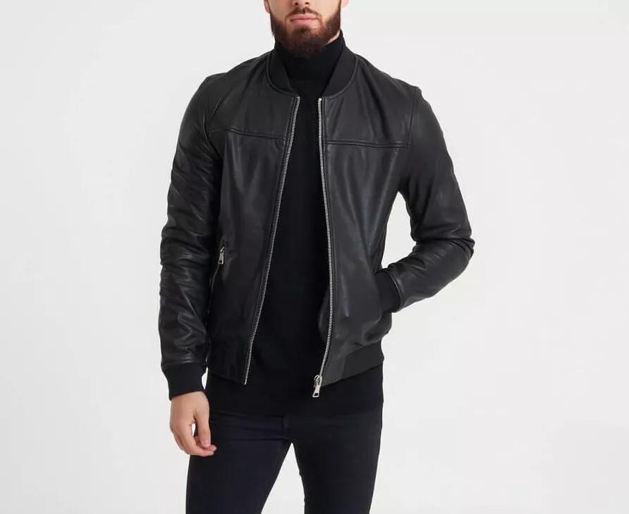 

AL KHALID настоящая мягкая черная овечья кожаная куртка в мотоциклетном стиле для мужчин Байкерская стильная 3XL чёрный