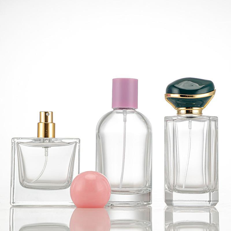 Compact Transparent Glass Perfume Spray Bottle - Travel-Friendly Snap-On Decanter