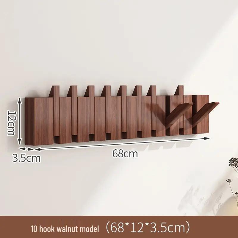 Solid Wood Wall-Mounted Piano Coat Rack with Entryway and Bedroom Hooks