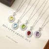 S925 Sterling Silver Clavicle Chain Oval Natural Crystal Pendant Luxury Wire Drawing Craft Minimalist Light Luxury Necklace For Women Daily Jewelry