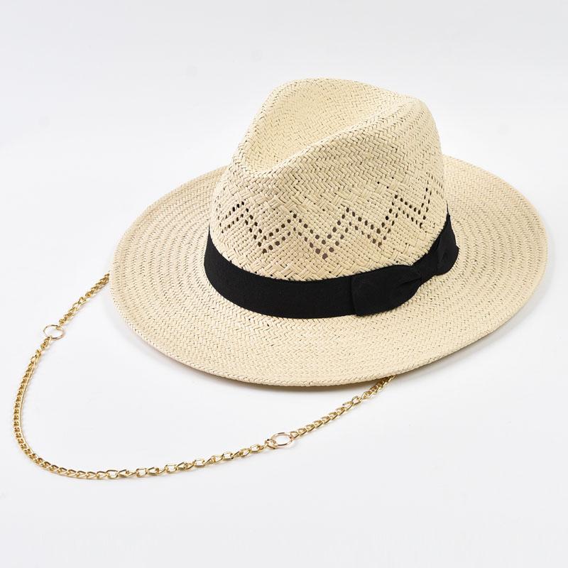 Summer Natural Straw Panamad Sun Hats Fashion Beach Hat Outdoor Wide Brim Sun Protection UV Fedora Hat