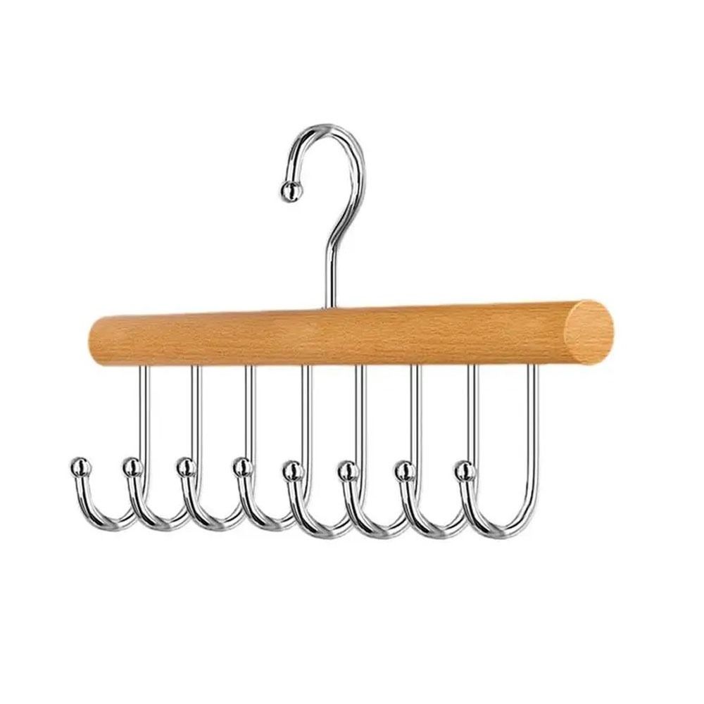 

Вешалка для одежды из массива дерева с восемью крючками, волнистая, круглая палка, вешалки для маек для дома style B