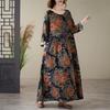 Floral Print Vintage Maxi Dress for Women Plus Size Spring Summer Loose Long Dress