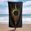 Goldene Sonne Halbmond Strandtuch Schwarzer Boho Tribal Totem Druck Sandbeständiges Handtuch Bohemian Strand Yoga Nutzung