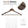 ELONG HOME Wooden Clothes Hangers with Non-Slip Indents and Trouser Bars, Shape-Retaining, 360-Degree Rotating Slim Clothes Hangers for Suits, Shirts,