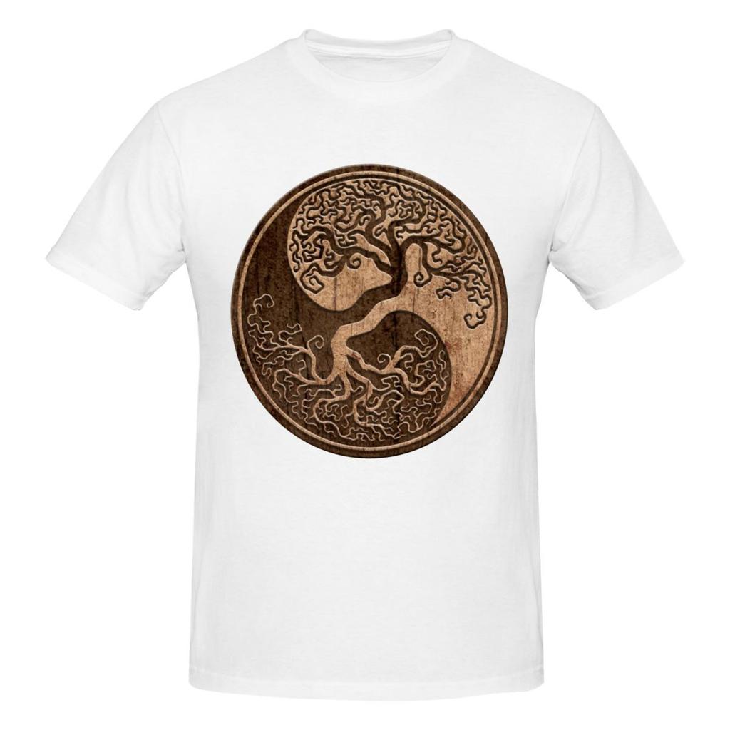 Unisex Tree Of Life Yin Yang Spiritual Natural Balance T Shirt Streetwear Oversized Cotton Crewneck Custom Sleeve Unisex Tshirt