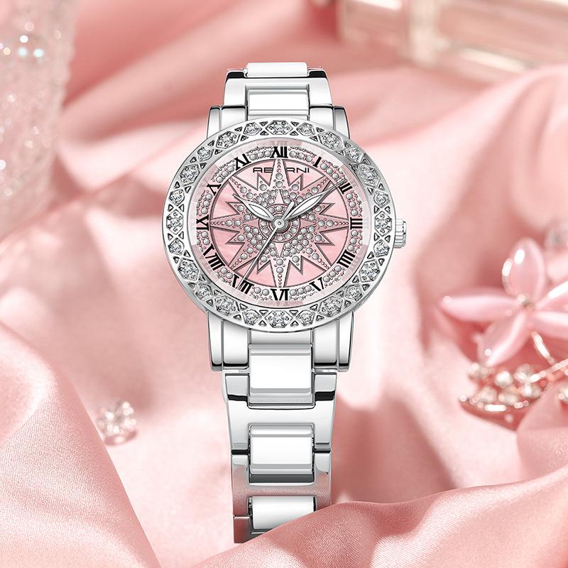 UTHAI CQ377 Fashion Women Watch Waterproof, Light Luxury, Diamond Inlaid Ceramic Quartz Watch, Clock Gift, Watches for Woman