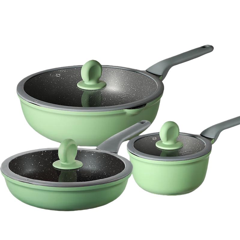 Cooker King Bamboo Green Stone Non-stick 3-Piece Cookware Set