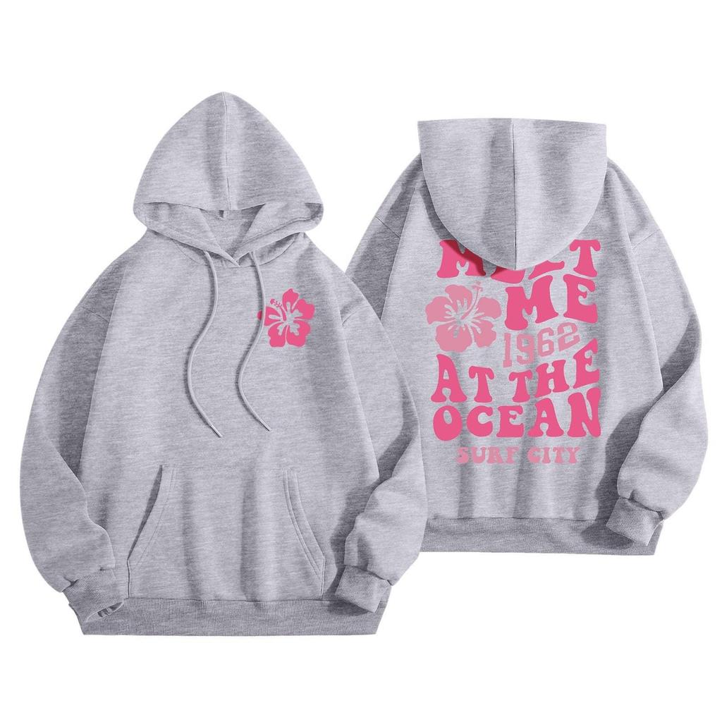 Letter Print Drop Shoulder Hoodie, XS-5XL, Autumn Collection for Men and Women