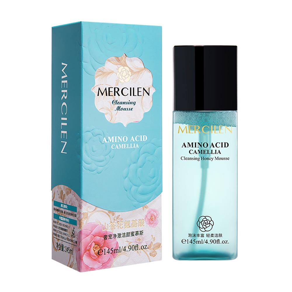 Camellia Cleansing Face Makeup Removal Blackhead Acne Refreshing Oil Control Moisturizing Cleansing Mousse Facial Cleanser 145ml синий