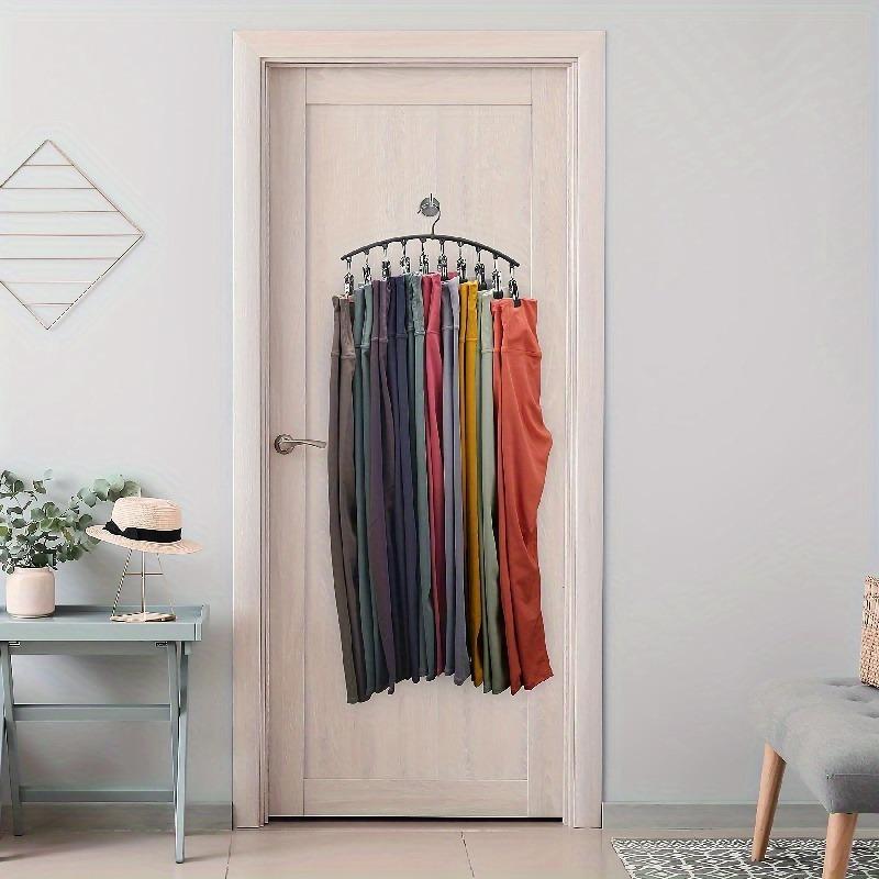 2pcs Metal Yoga Pants Hangers W/10 Clips,   Saving Hanging Closet Organizer W/Rubber Coated Closet Organizers and Storage, Black