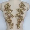 3D Flatback Motif Rhinestone Sewing Accessories for Dresses Lace Appliques Shiny Gold Trim Sequin Flowers Corset Embroidery Hat