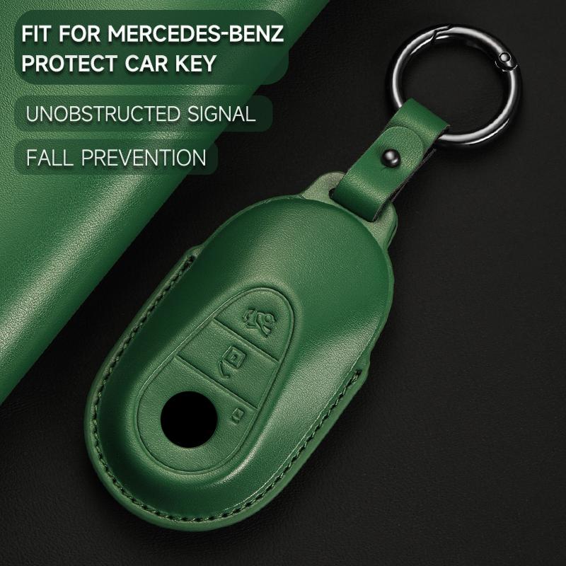 Leather Car Key Cover Case Protection Shell Keychain for Mercedes Benz C S A Class W206 W223 S350 C260 C300 S400 S450 S480 S500