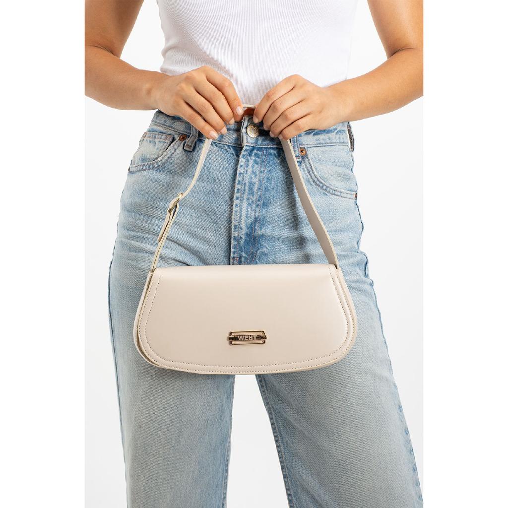 Women's Baguette Lined Snap Closure Handbag And Shoulder Bag