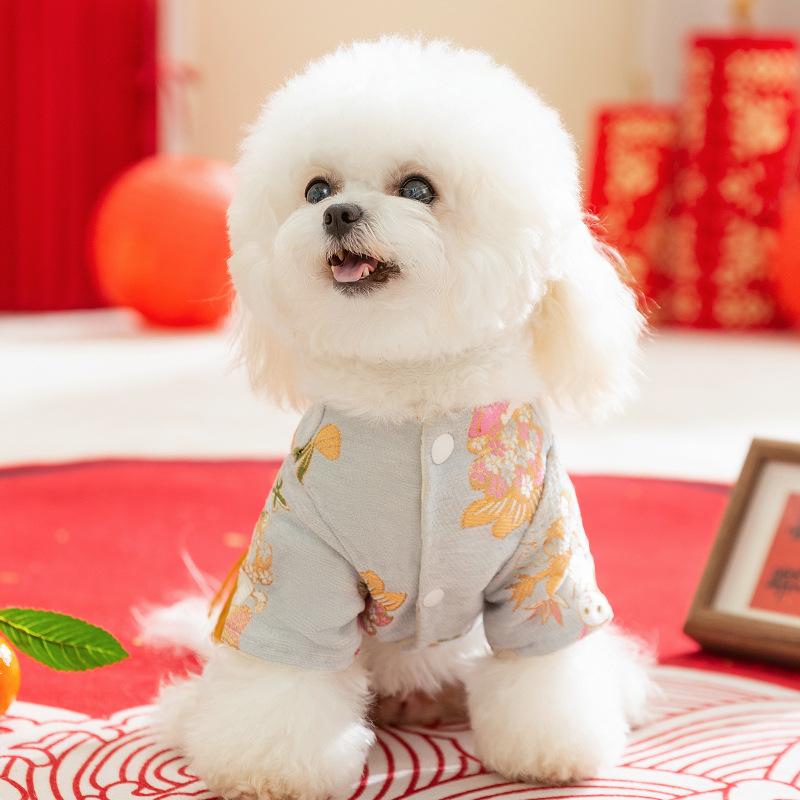 Butterfly tassel dog clothes New Year greetings Autumn and winter warmth Yorkshire than bear four-legged pet