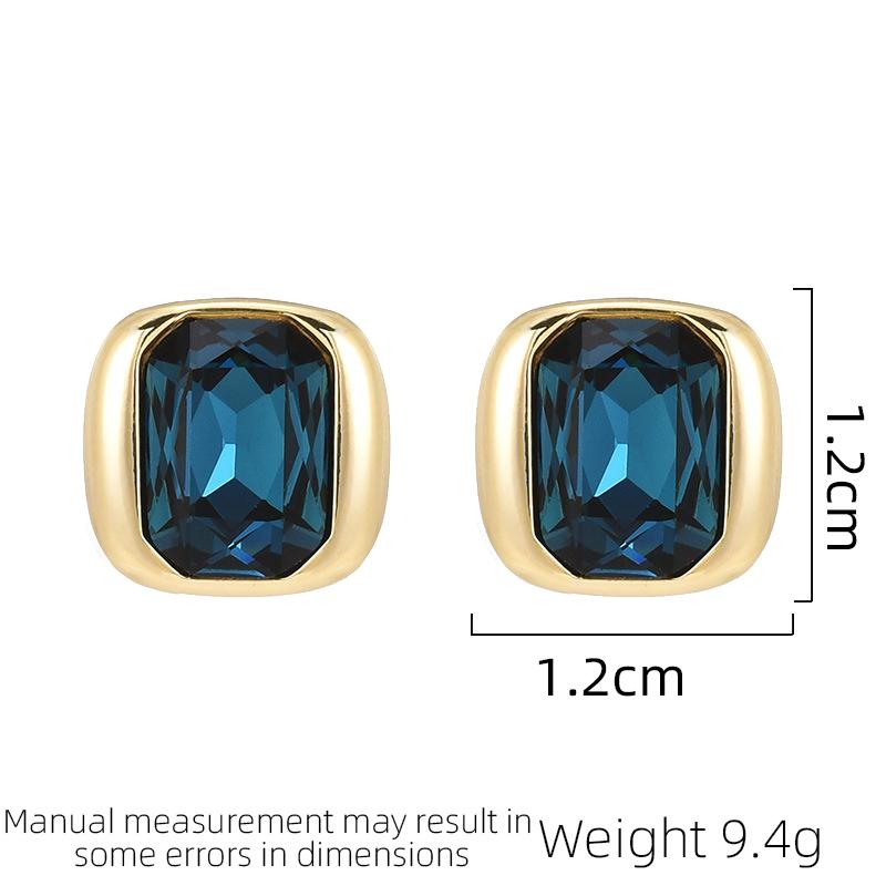 SUYU Zircon 2024 New Square Crystal Earrings Women's Light Luxury Style Trendy And Elegant Geometric Earrings Festival Gift