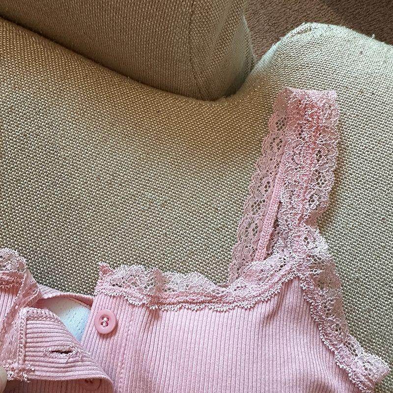 Women's Summer Lace Camisole Tank with Built-in Bra Pads