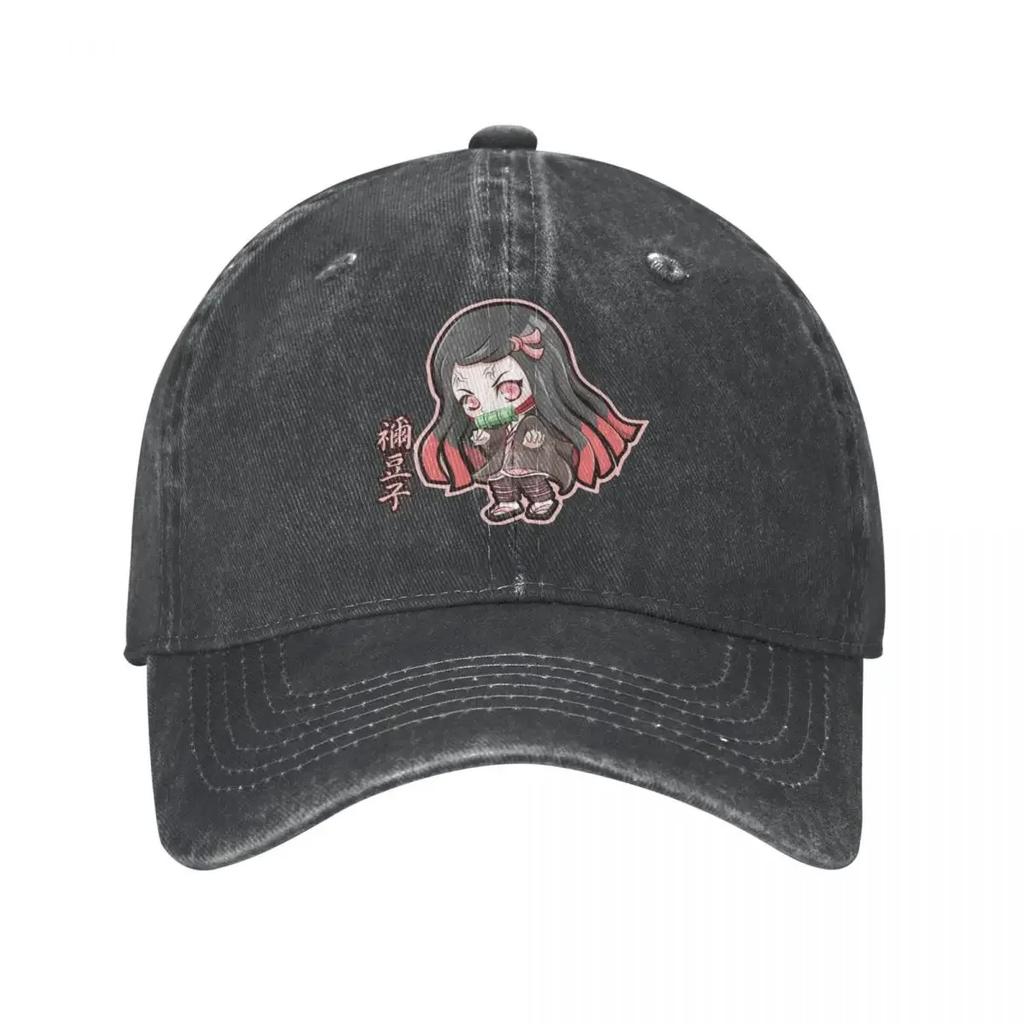Cute Nezuko Baseball Cap Retro Distressed Washed Demon Slayer Kimetsu No Yaiba Headwear Men Women Outdoor Workouts Hats Cap