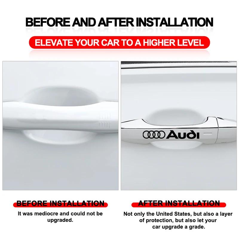 2026 4Pcs Car Door Handle 3D Stickers Tire Rear View Mirror Decals For Audi S Line S4 S3 S5 S8 S7 S6 RS Q3 A3 Q7 A5 Car accessories