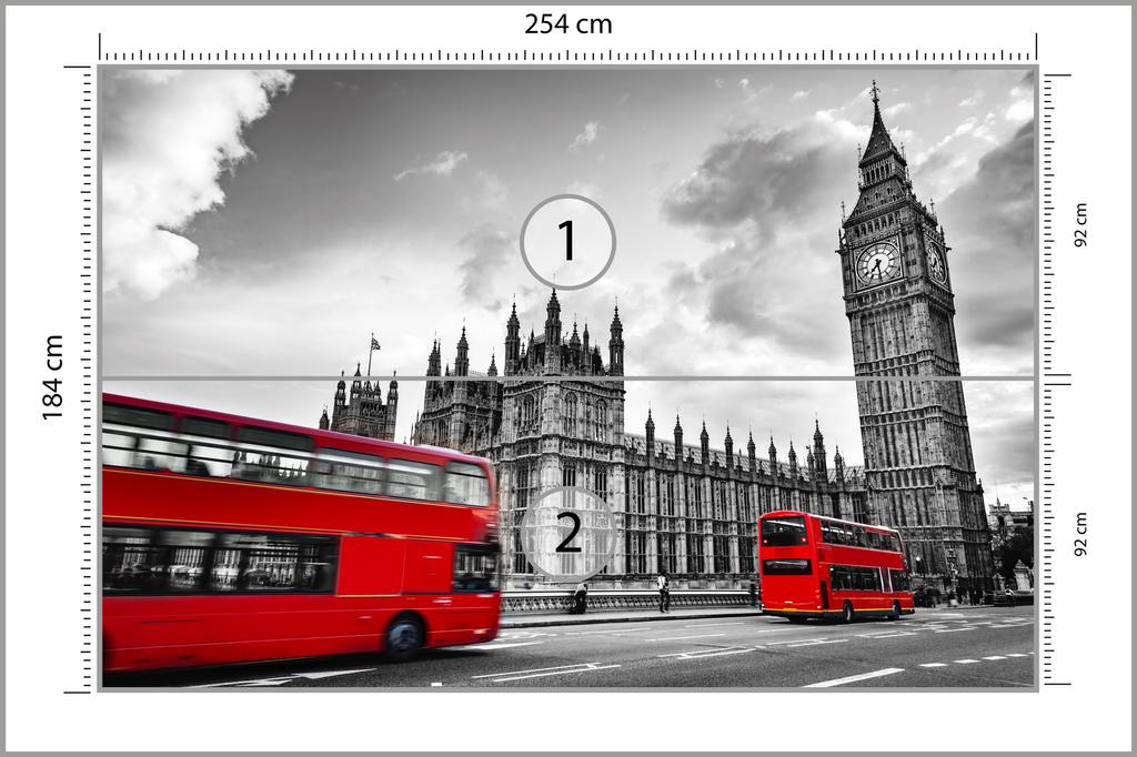 Fototapeta Londýn, černobílá, omyvatelná flísová 254x184