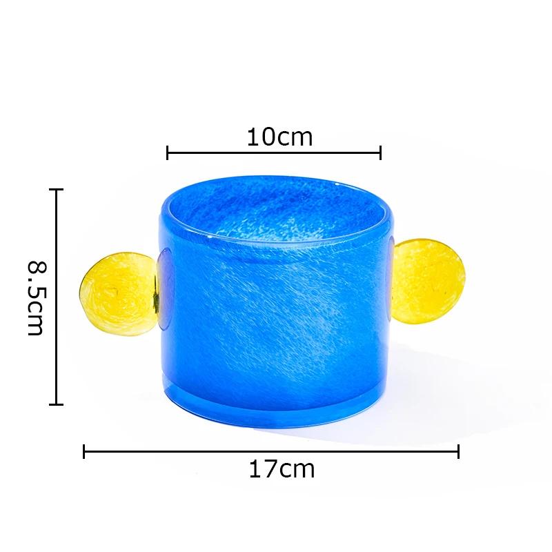 Color Gradient Glass Vase Desk Decoration Artificial Flower Decorative Flowers Arrangement Colorful Vases Room Aesthetic Decor