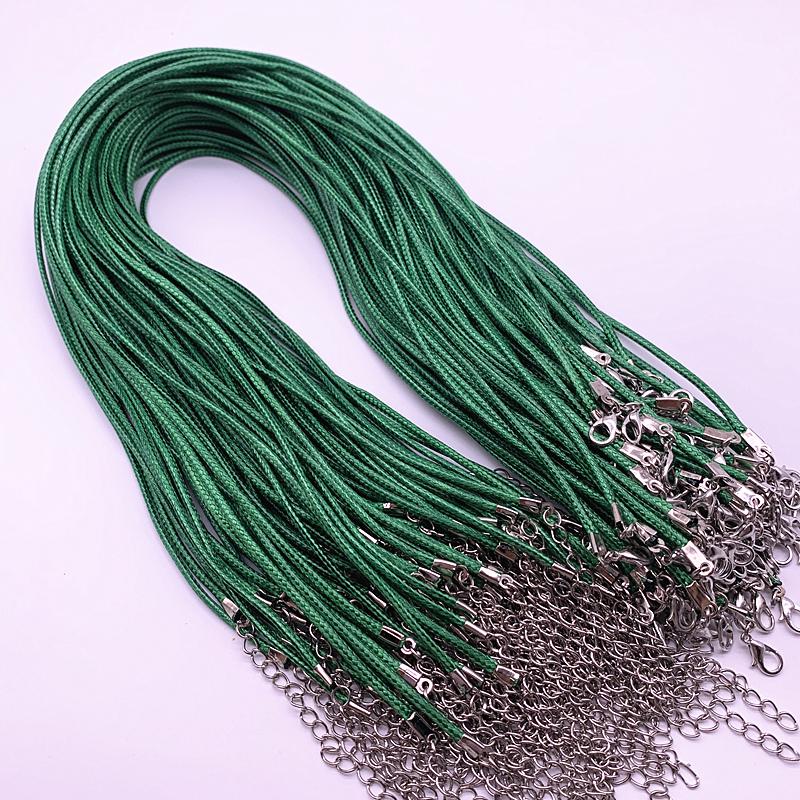 New 5pcs 2mm Leather Cord Wax Rope Chain Necklace Extender Chain Lobster Clasp DIY Jewelry Accessories