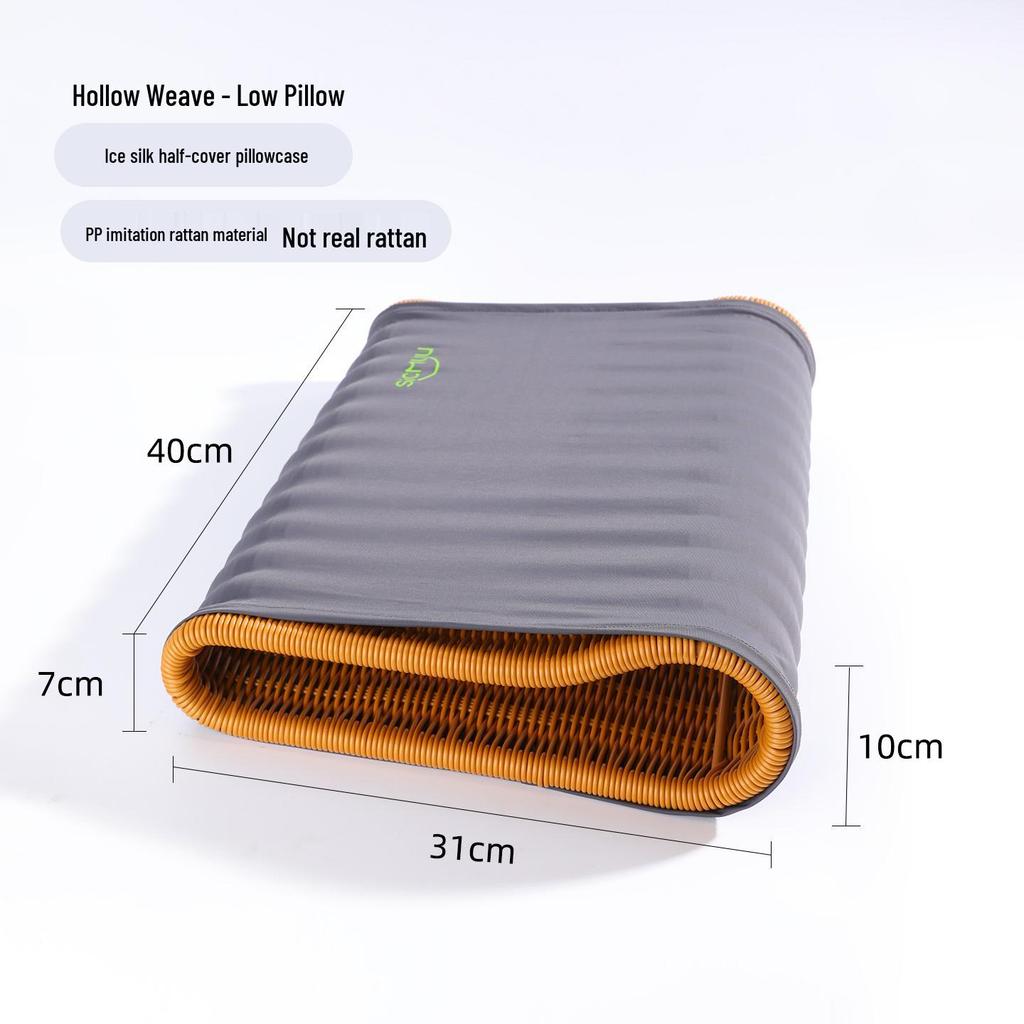Men's Breathable Rattan Woven Pillow Mat with Free Shipping - Anti-Sweat & Neck Protection for Summer