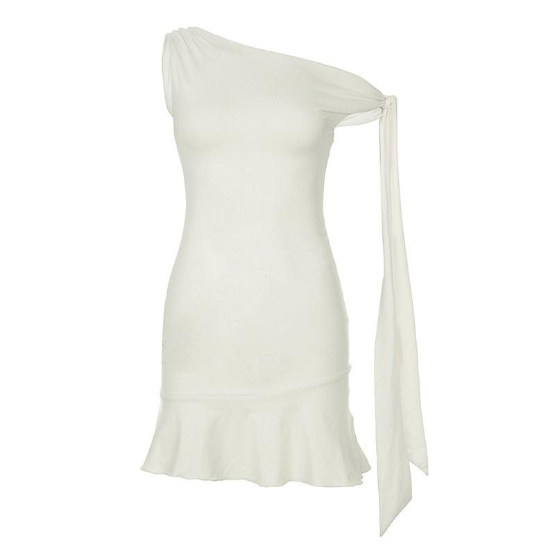 

Женское кружевное платье с нерегулярным диагональным вырезом, пикантное, сексуальное, с открытыми плечами, утягивающее, с сумкой-ягодицей L