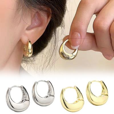 Chunky Ear Cuff Earrings for Women Minimalist Oval Earrings Cartilage Stud Huggie Hoop Earrings