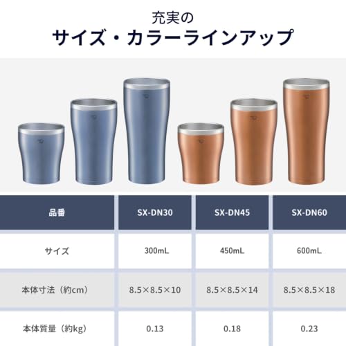 Zojirushi Stainless Steel Tumbler 600ml Resistant Condensation Insulation Cooling Smooth Drinking Edge Cup Clear Copper SX-DN60-NC