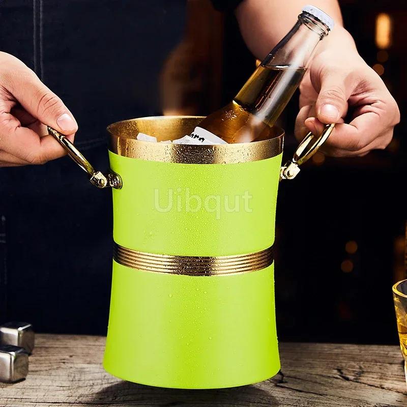 Commercial bar KTV dedicated ice bucket Creative Beer and Red Wine Champagne Bucket Stainless steel ice bucket beer cooler
