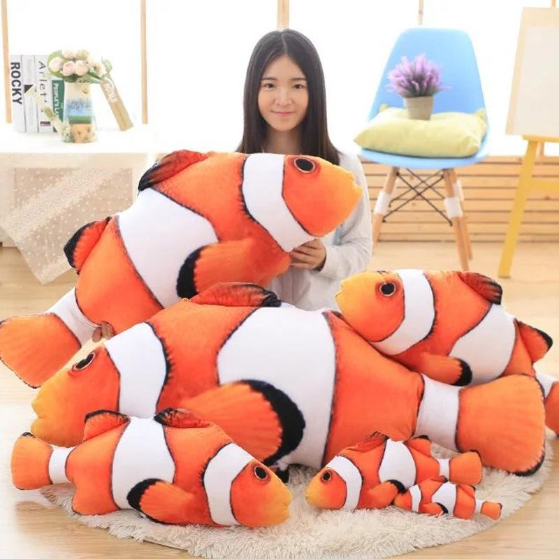 Simulation Marine Animal Clownfish Plush Toy Doll Clownfish Throw Pillow Cushion Doll Ragdoll Gift