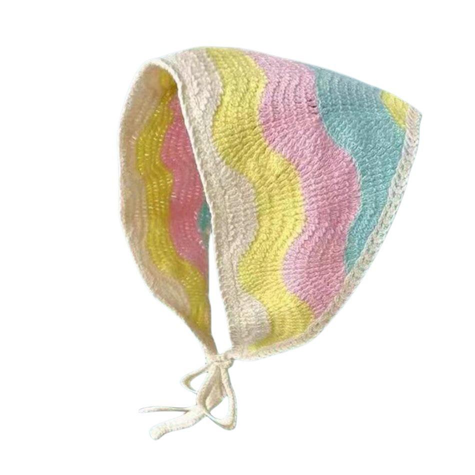 Ręcznie robiona szydełkowa trójkątna chusta na głowę: Francuski Retro, Wszechstronny, Styl Pastoralny