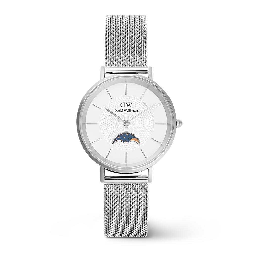 Danielwellingteon Petite Lune Sterling Moonphase Silver Fashion Wristwatch