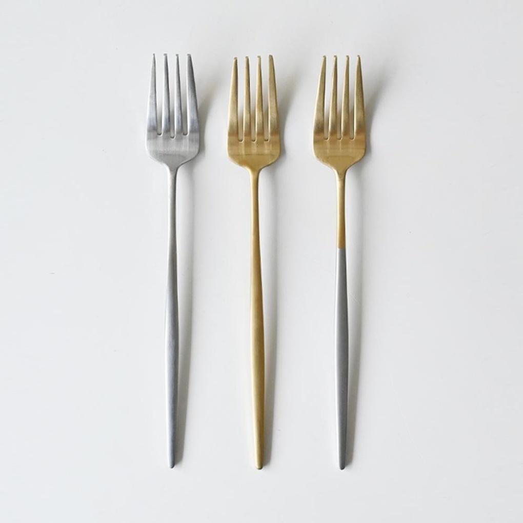 Avella Mattierter Edelstahl Dessertgabel Gold