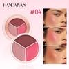 HANDAIYAN Tri-Color Blurring Blush Palette Matte Cream Blush Mud Natural Soft-Focus Long-Lasting Waterproof Face Makeup Cosmetics