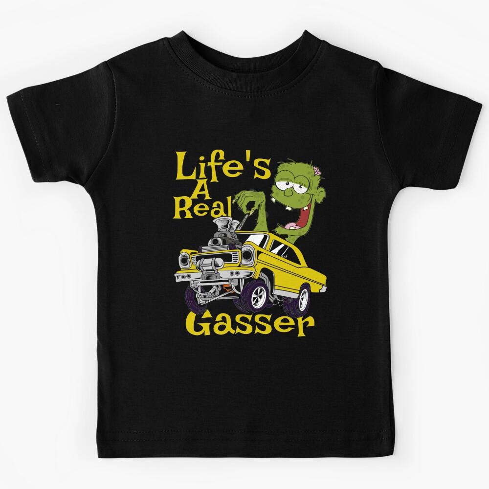 Hot Rod Gasser Cartoon Outlaw Drag Racing Blown Street Car Kids T-Shirt 110