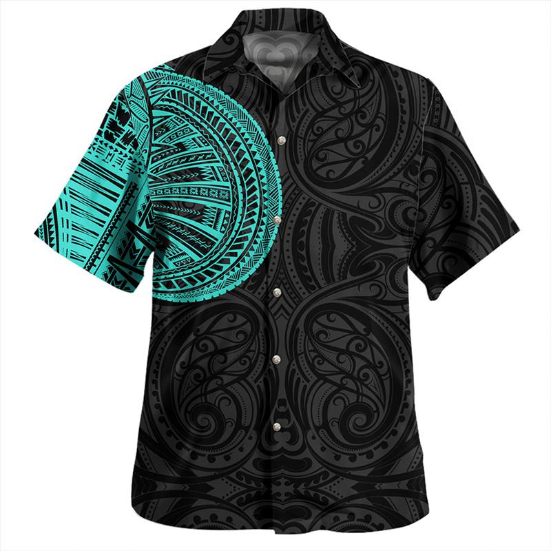 Samoa Polynesische Hawaiian Hemden Für Männer Design Kurzarm Revers Bluse Tops Damen Sommer Lässig