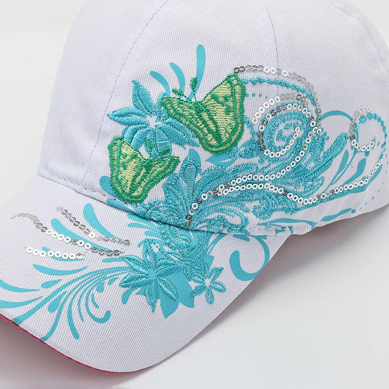 Spring and summer outdoor travel cap universal dome baseball cap embroidered floral decoration sunshade sun protection cap