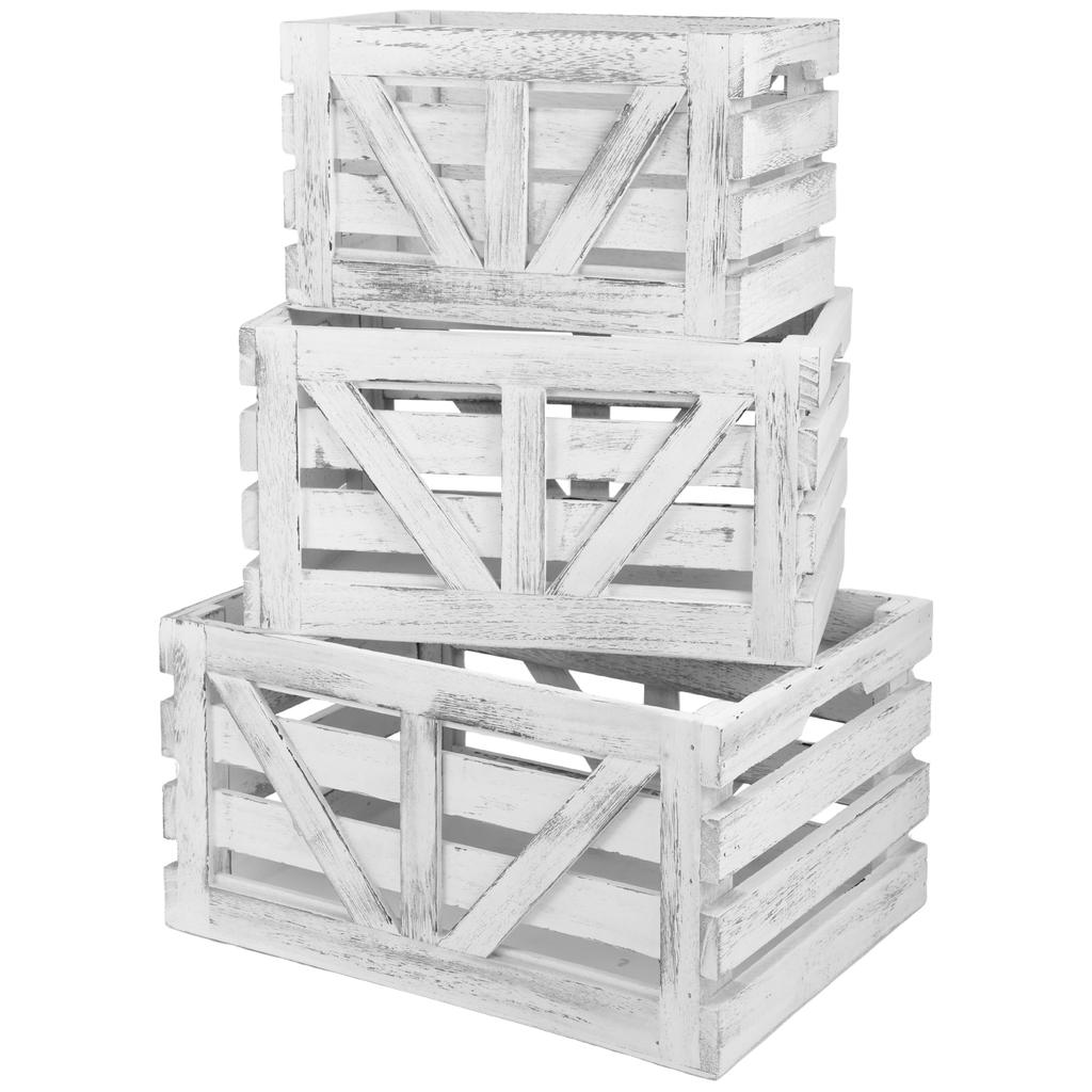 3 Pcs Wood Storage Box with Handles Multifunctional Stackable Large Capacity Toys Clothing Organizer Bin Home Sundries Basket