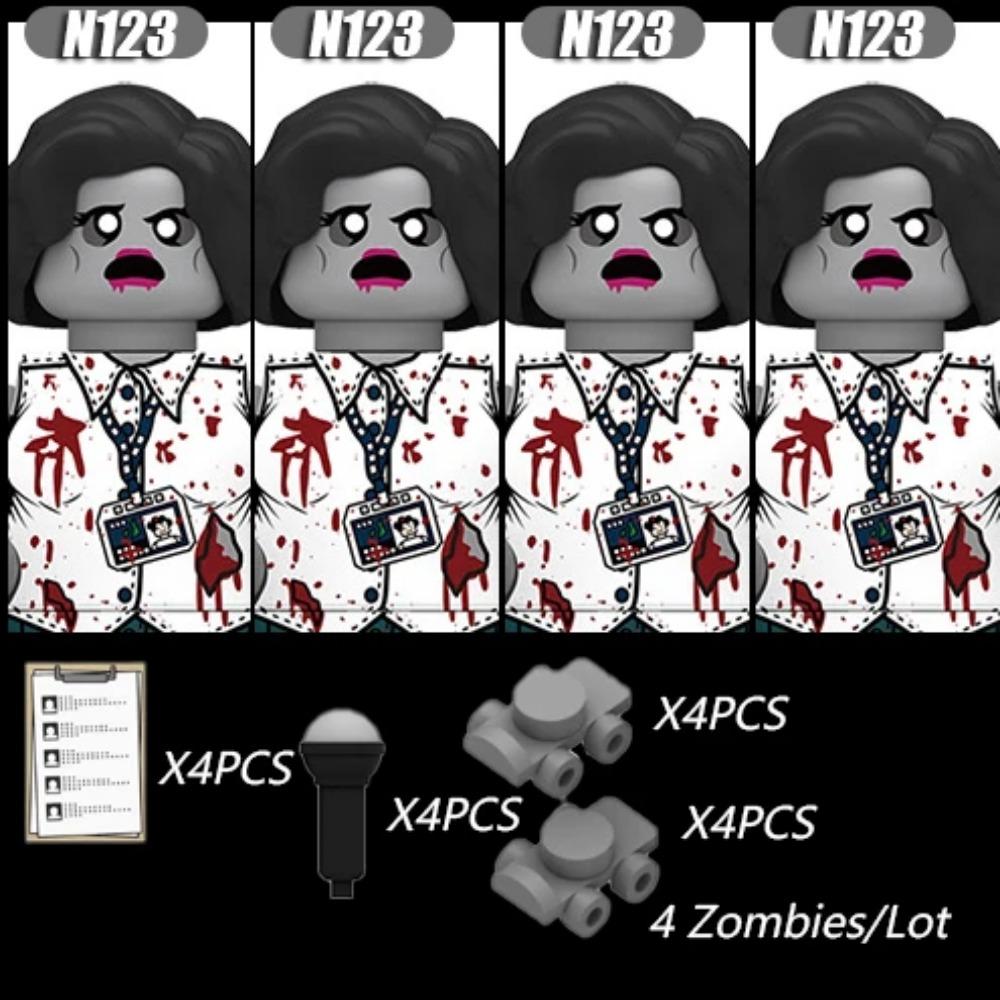 MOC Halloweenské Zombie Figurky Stavební Kostky Dvojitá Hlava Křivý Krk Příslušenství Kostky Hračky Dětský Dárek