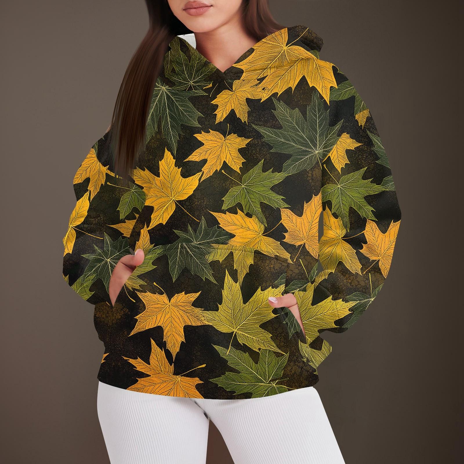 

Женская мода повседневный пуловер с капюшоном толстовка с принтом длинный рукав толстовка XL жёлтый