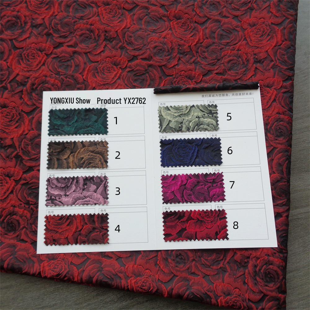 

Рельефный темно-красный костюм-платье с 3D розой, жаккард высокой плотности YX2762