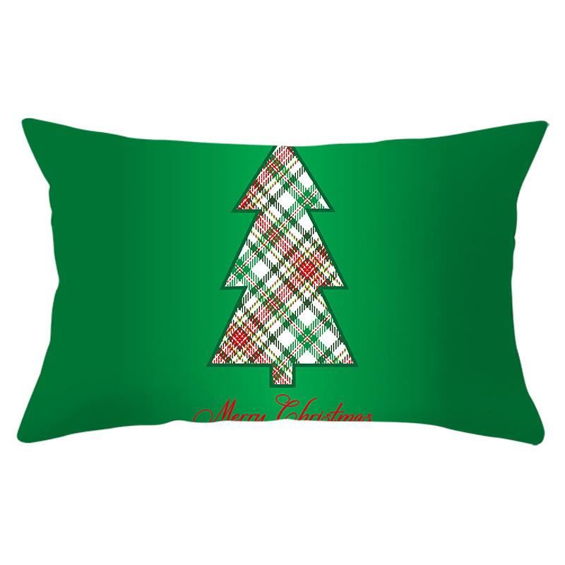 Green Series Christmas Peach Skin Printed Waist Pillowcase Square Sofa Pillowcase Office Pillowcase